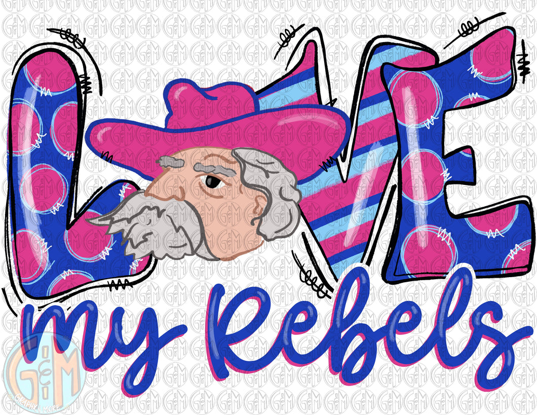 Love my Rebs PINK OUT PNG | Sublimation Design | Hand Drawn