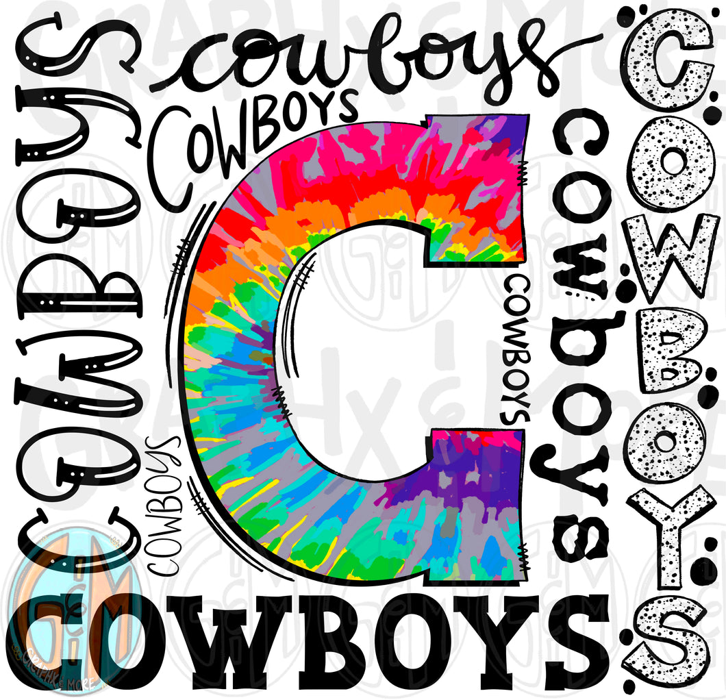 Cowboys Collage PNG | Sublimation Design | Hand Drawn