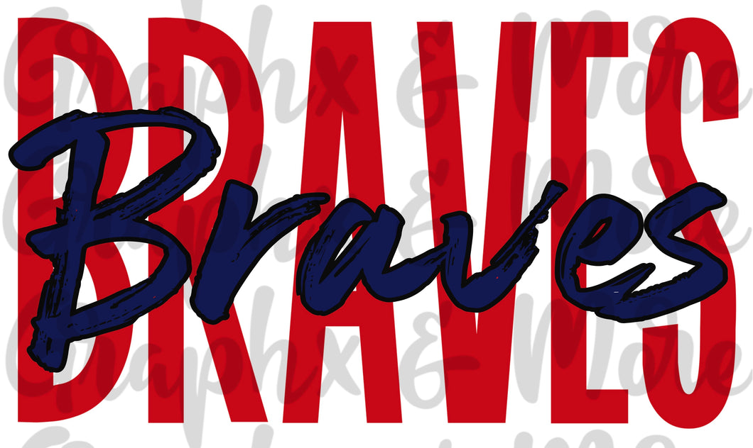 Braves Duo PNG | Navy & Red | Sublimation Design | Hand Drawn