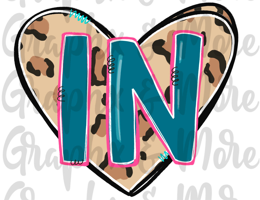 Leopard Heart IN PNG | Indiana | Sublimation Design | Hand Drawn