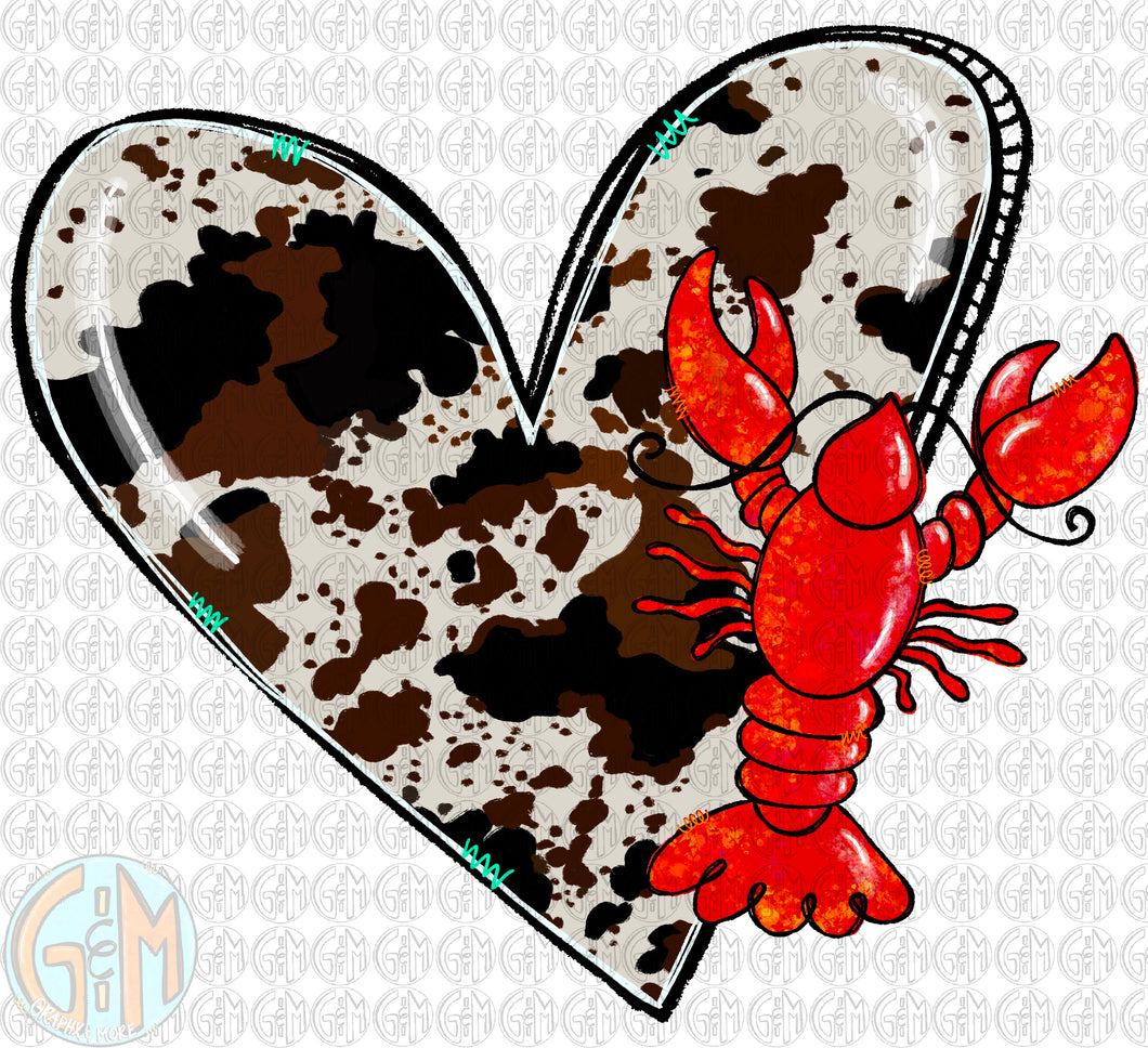 Cowhide and Crawfish PNG | Sublimation Design | Hand Drawn