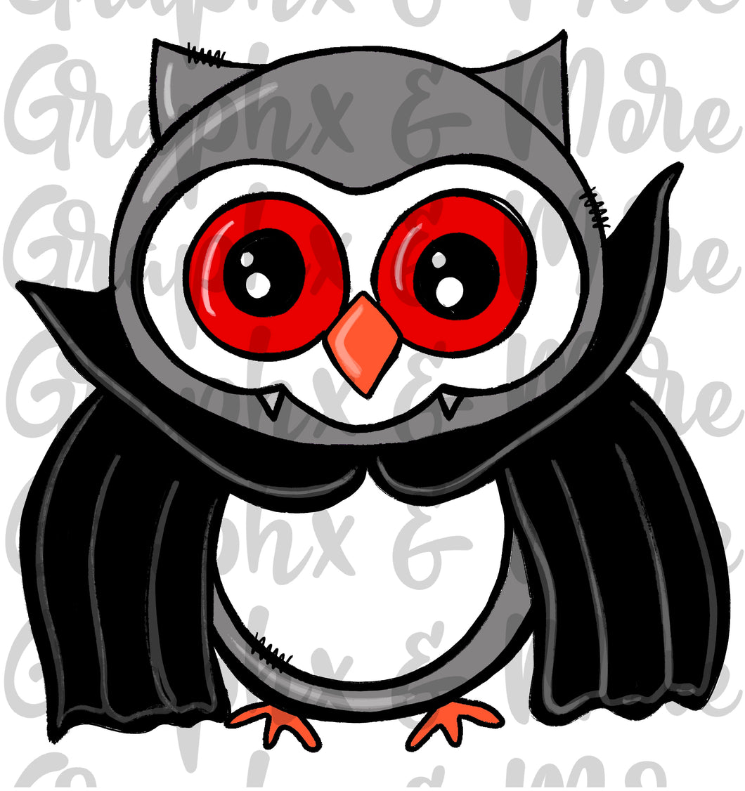 Vampire Owl PNG | Sublimation Design | Hand Drawn