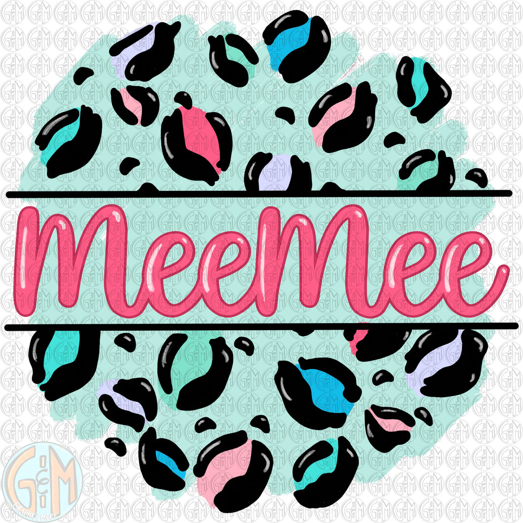 Pastel Leopard MeeMee PNG | Sublimation Design | Hand Drawn