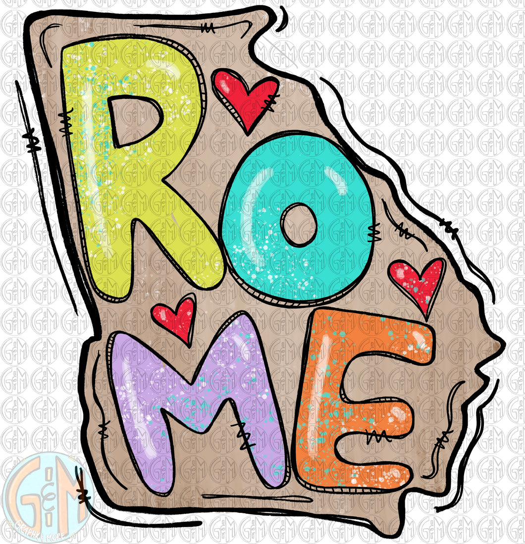 Rome GA PNG | Hand Drawn | Sublimation Design