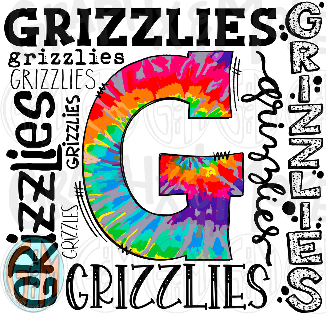 Grizzlies Collage PNG | Sublimation Design | Hand Drawn