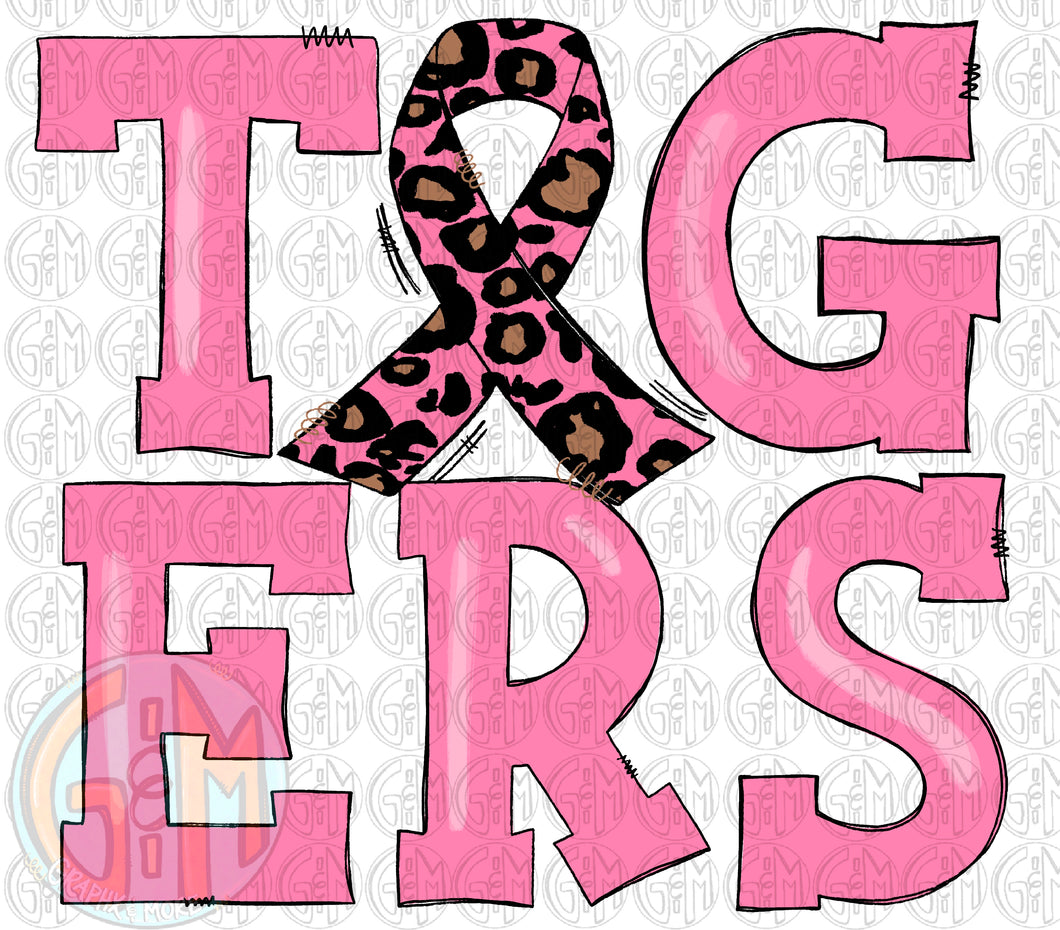 Tigers Breast Cancer PNG | Sublimation Design | Hand Drawn