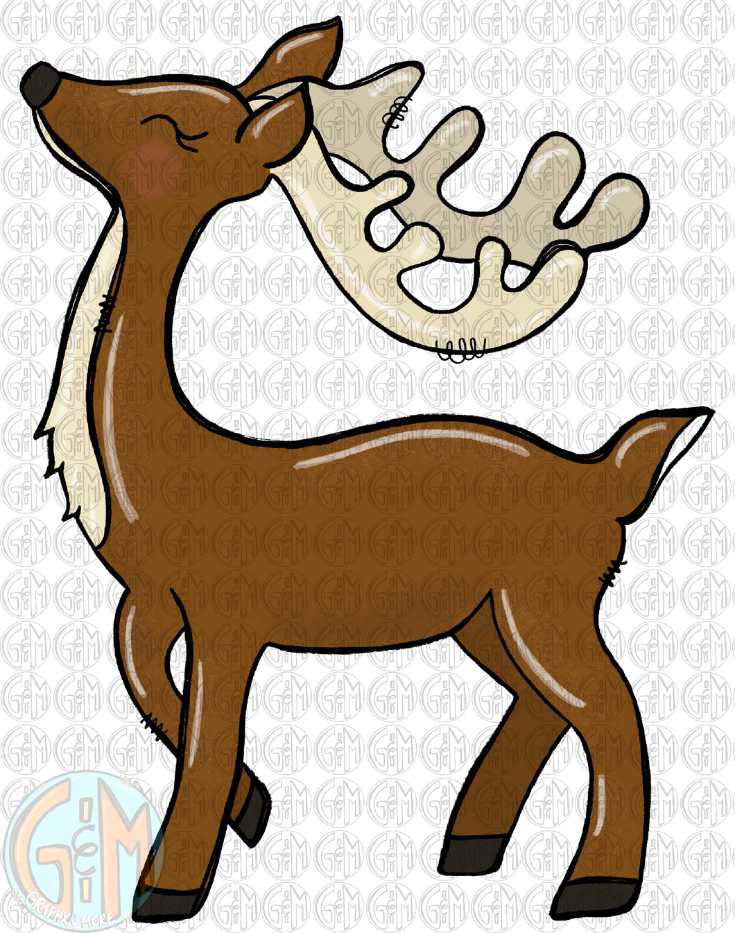 Reindeer PNG | Sublimation Design | Hand Drawn