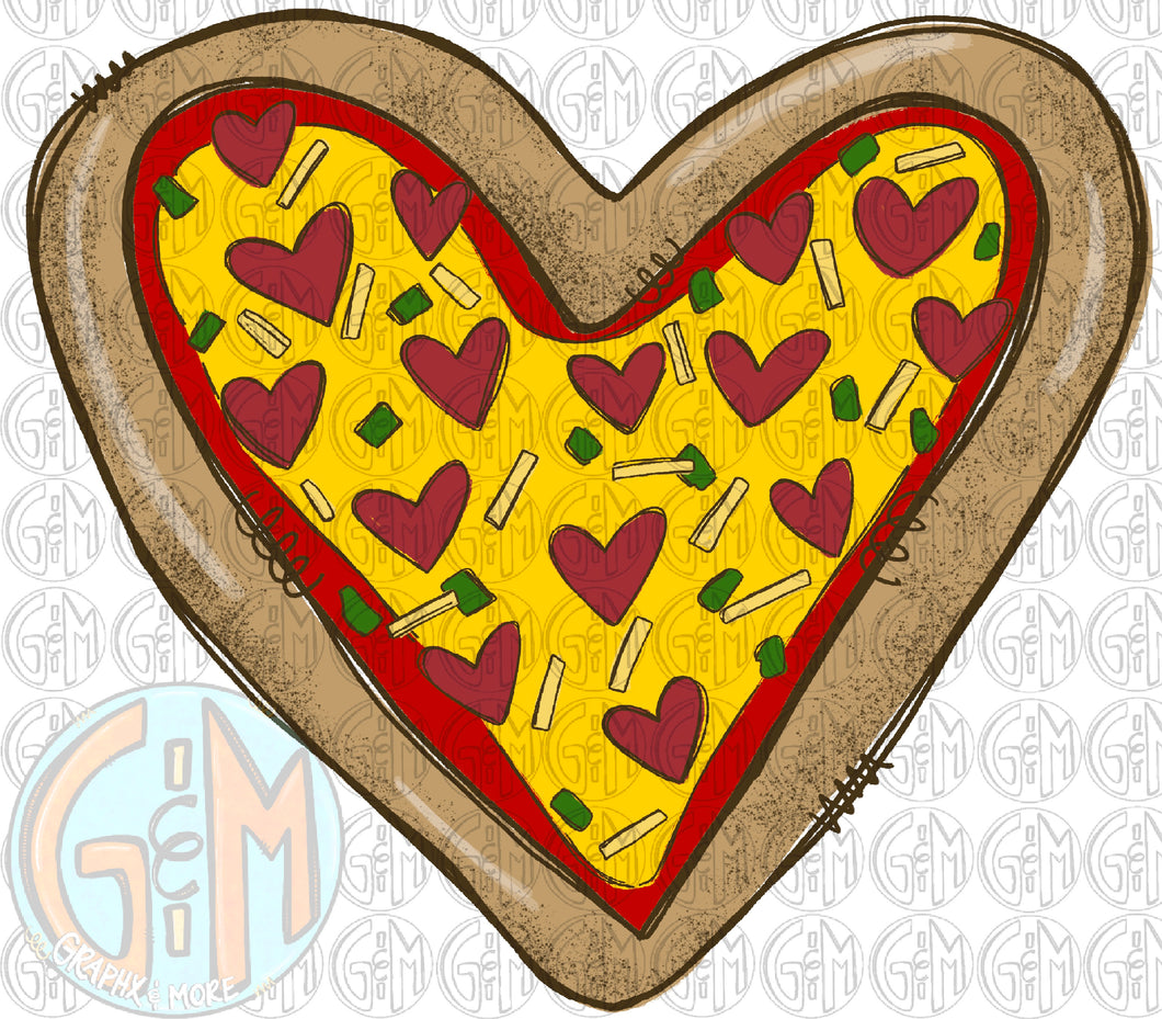 Pizza Heart PNG | Hand Drawn | Sublimation Design