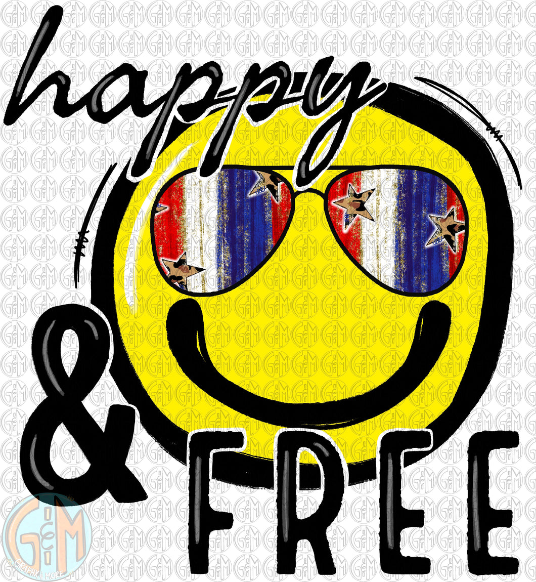 Happy and Free PNG | Sublimation Design | Hand Drawn