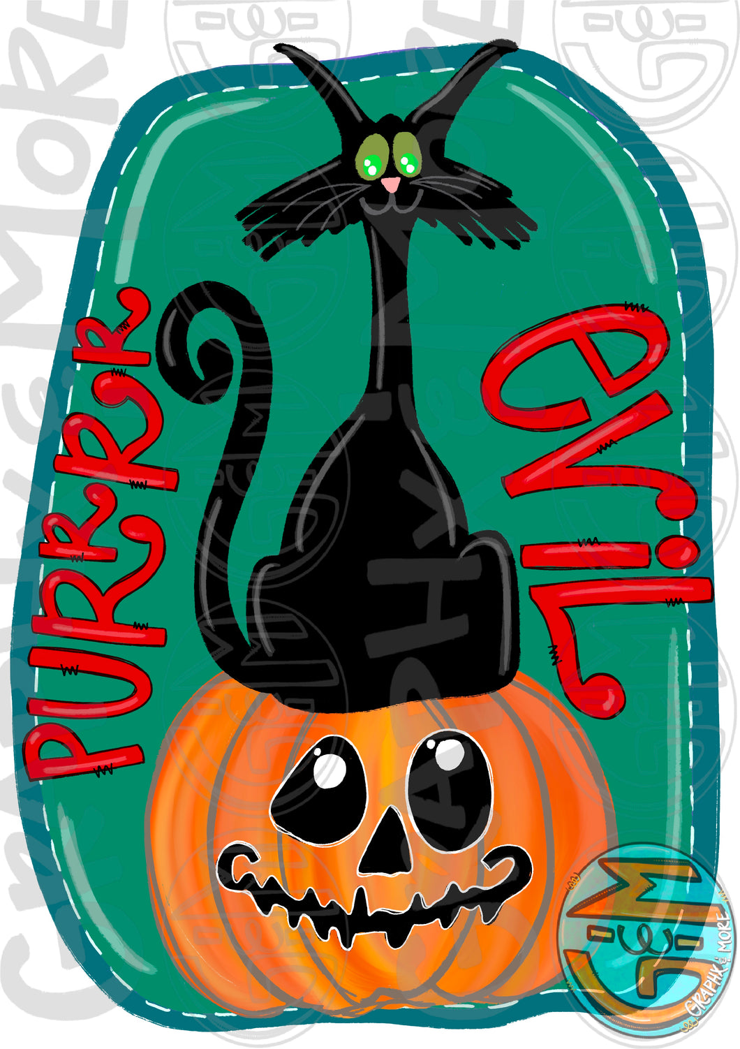 Green PURRRR Evil PNG | Sublimation Design | Hand Drawn