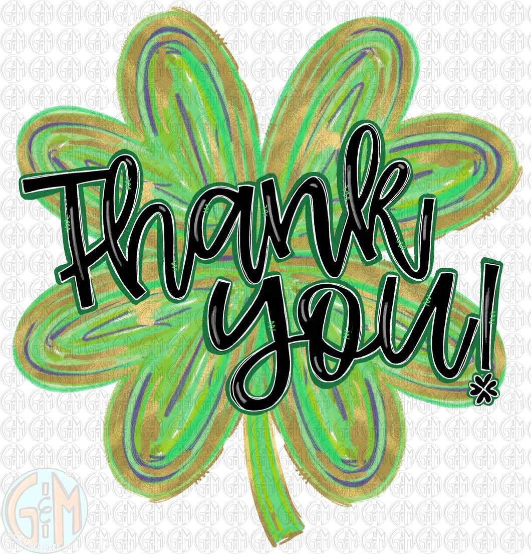 ***FREEBIE***  Clover Thank You PNG | Hand Drawn