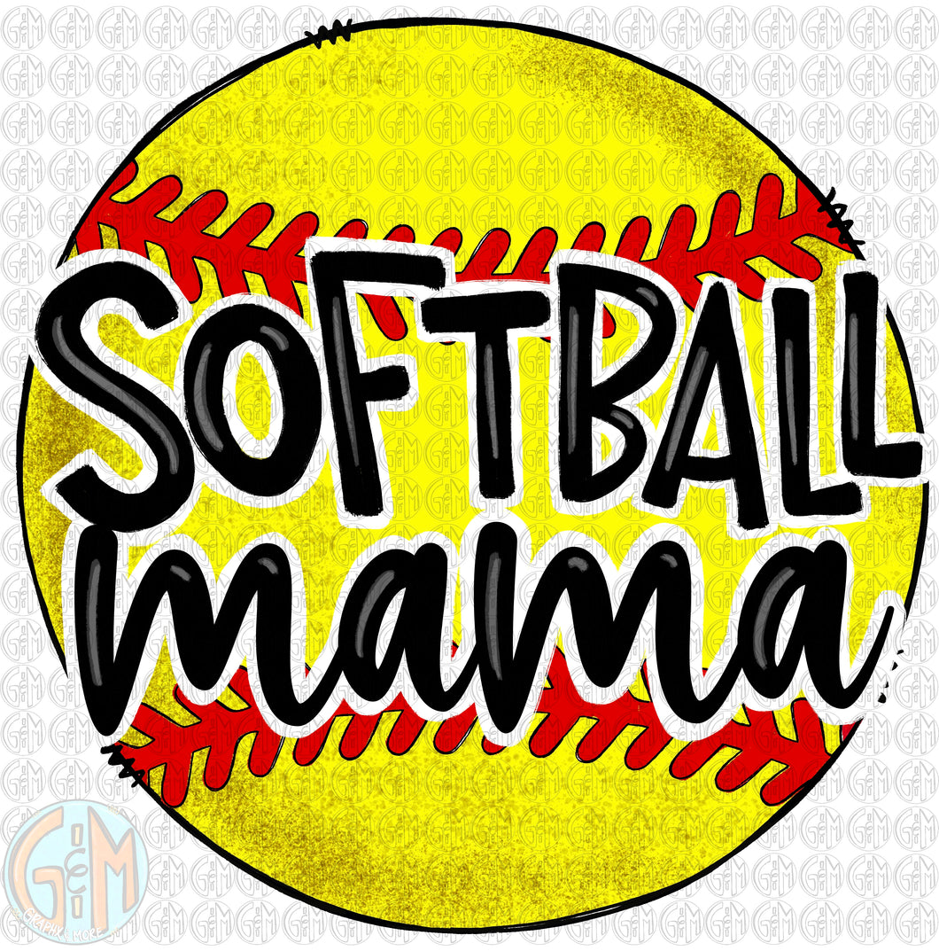 Softball Mama PNG | Sublimation Design | Hand Drawn