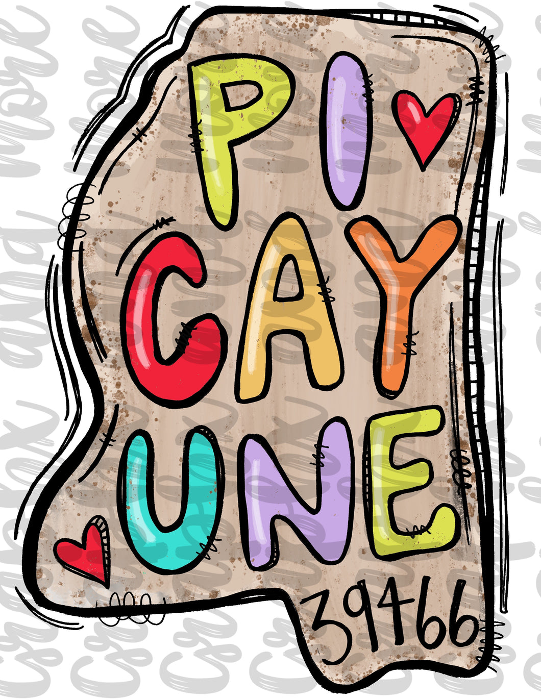 Picayune MS 39466 PNG | Hand Drawn | Sublimation Design