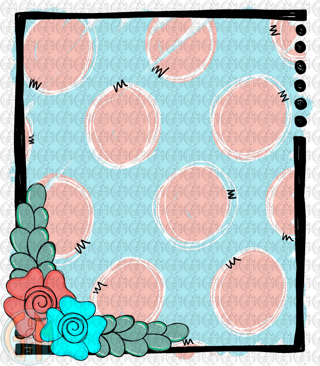 Floral Polka Background PNG | Sublimation Design | Hand Drawn