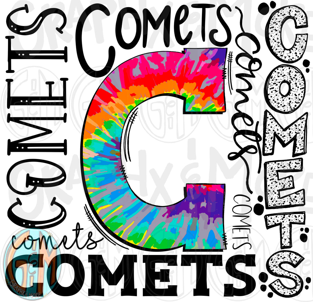 Comets Collage PNG | Sublimation Design | Hand Drawn