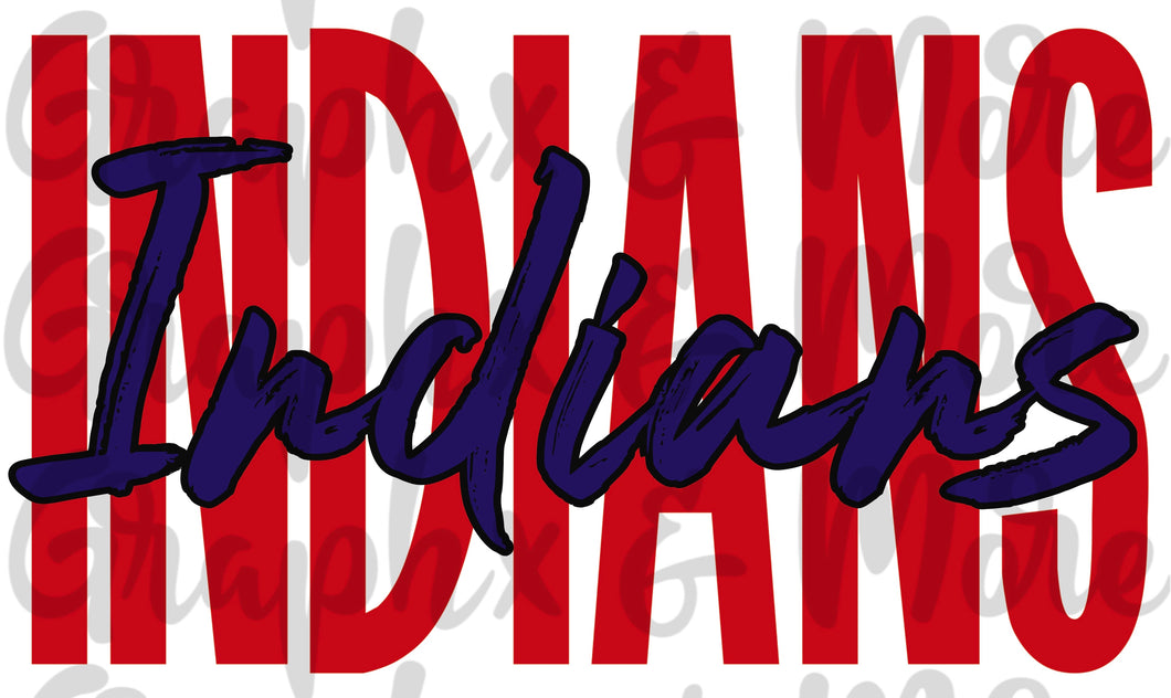 Indians Duo PNG | Red & Blue | Sublimation Design | Hand Drawn