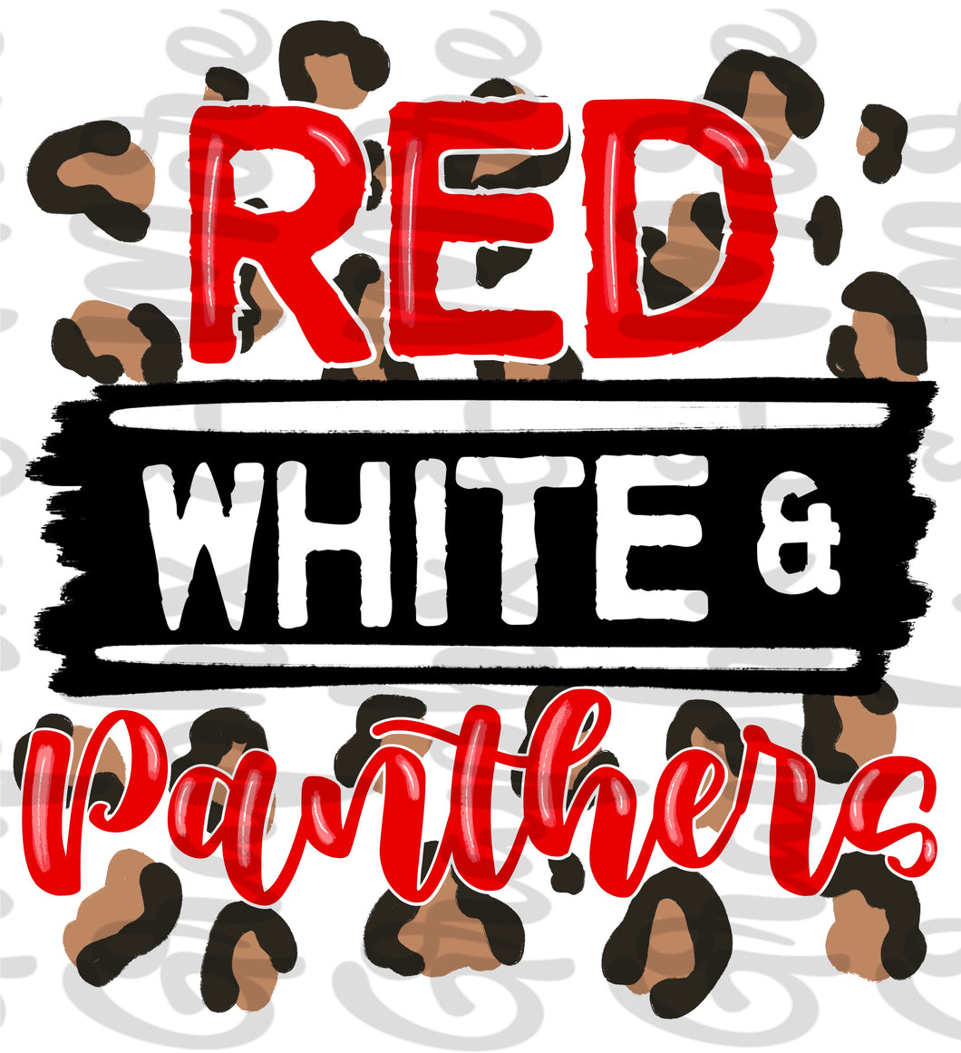 Red, White & Panthers | Sublimation Design | Hand Drawn