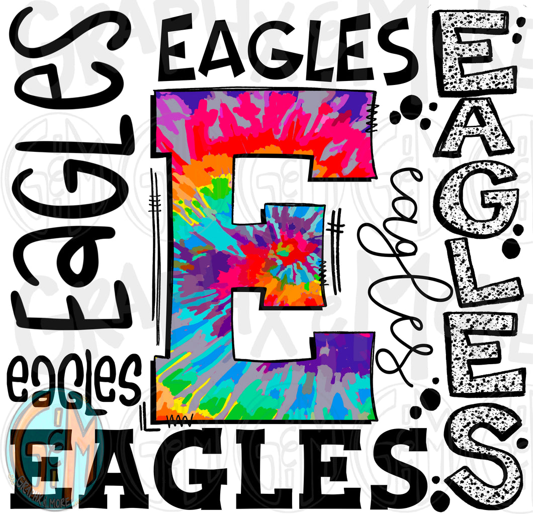 Eagles Collage PNG | Sublimation Design | Hand Drawn