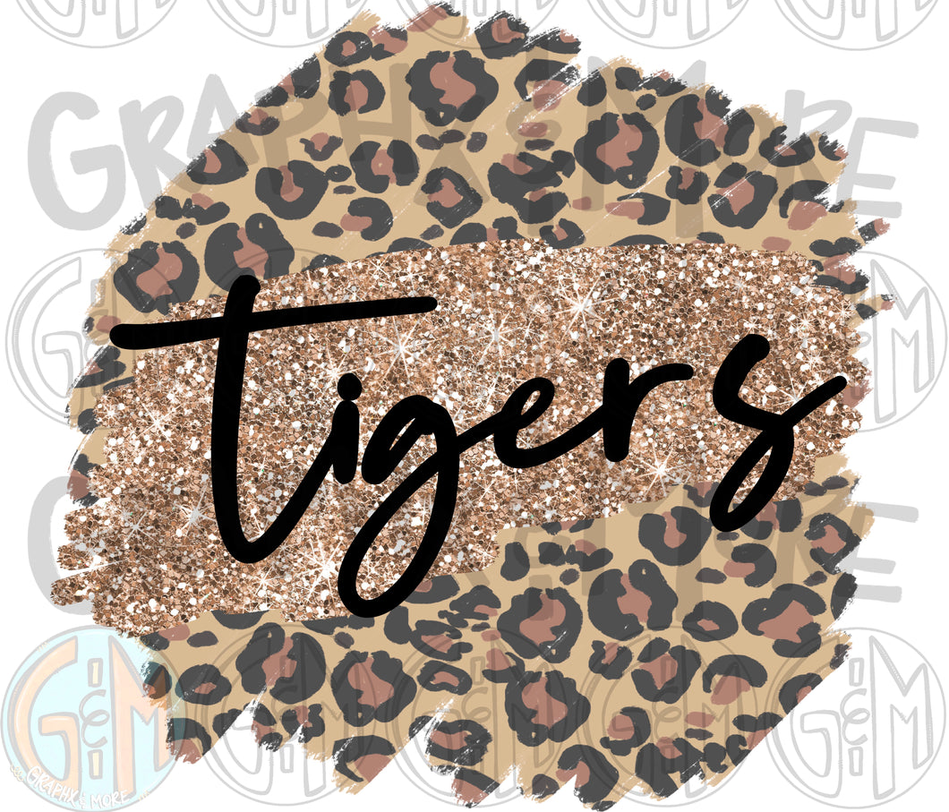 Leopard and Glitter Tigers | Sublimation Design | Hand Drawn