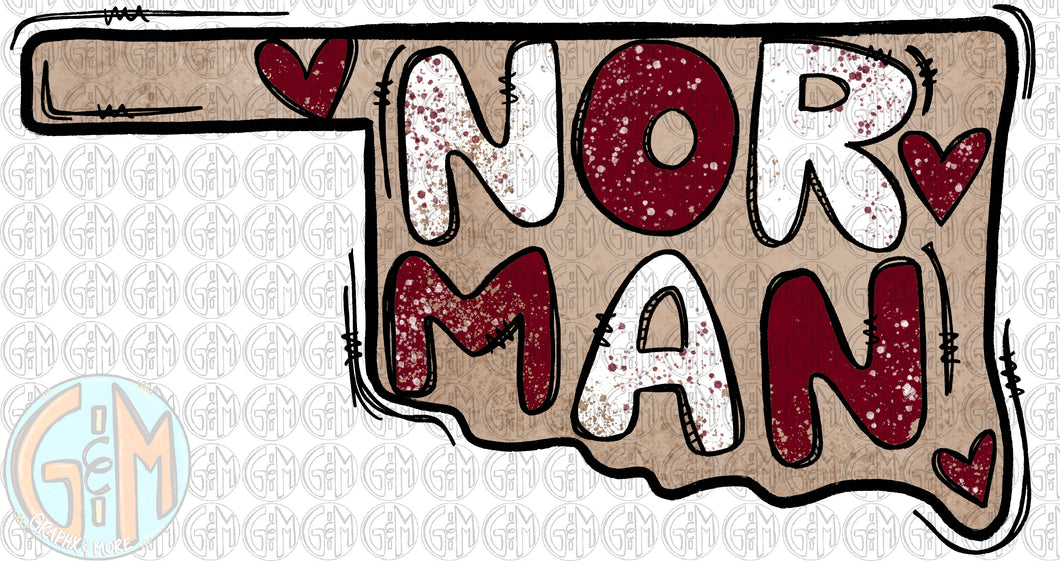 Norman OK PNG | Hand Drawn | Sublimation Design