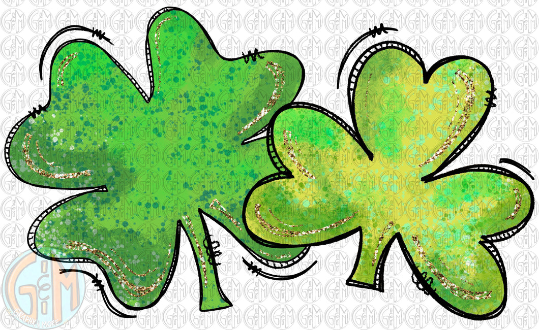 Clovers PNG | Sublimation Design | Hand Drawn