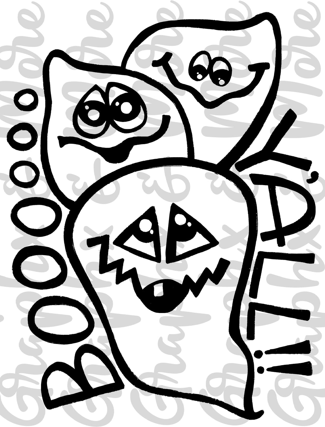 Single Color Ghosts PNG | Sublimation Design | Hand Drawn