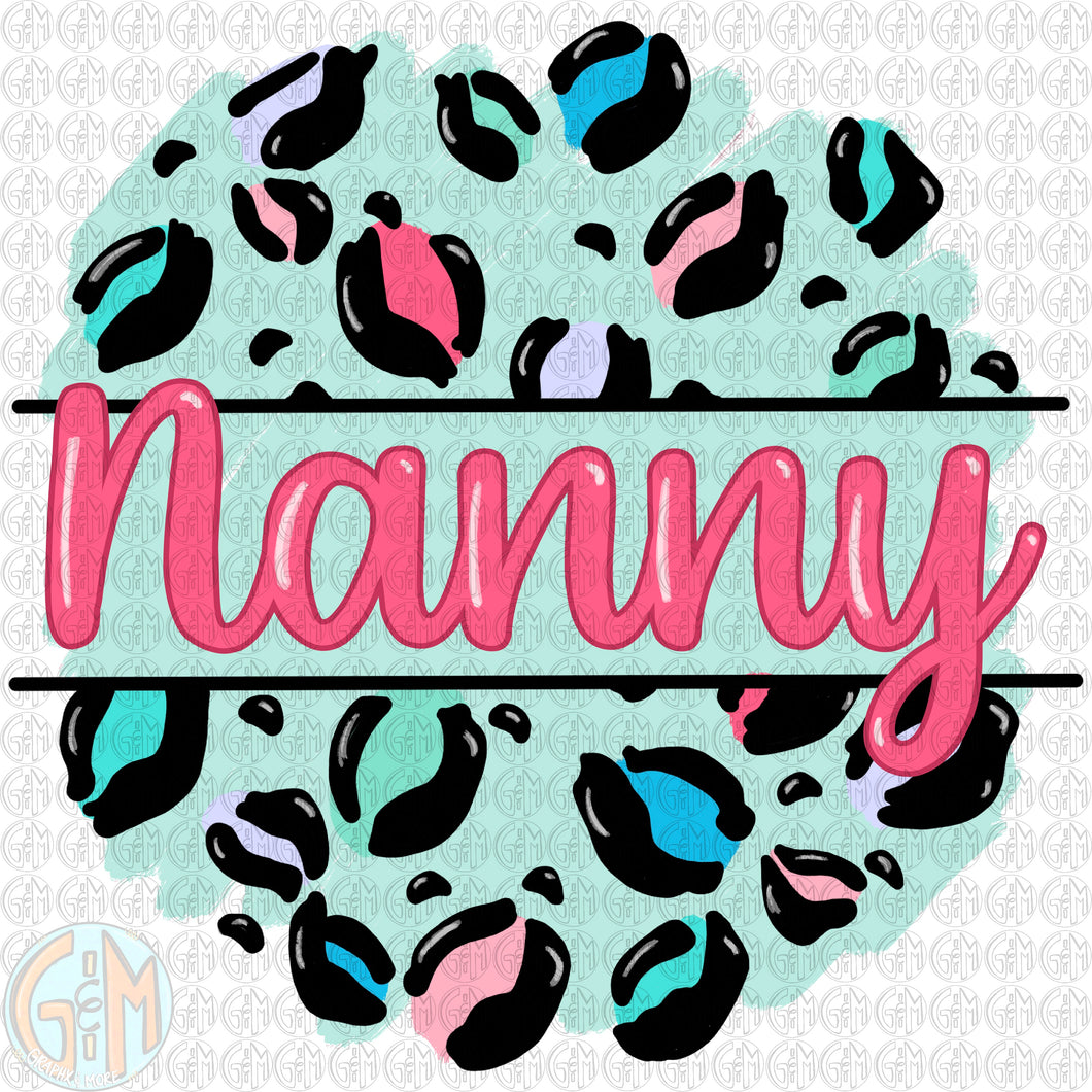 Pastel Leopard Nanny PNG | Sublimation Design | Hand Drawn