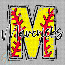 Load image into Gallery viewer, CUSTOM Softball Letter PNG | Hand Drawn | Sublimation Design
