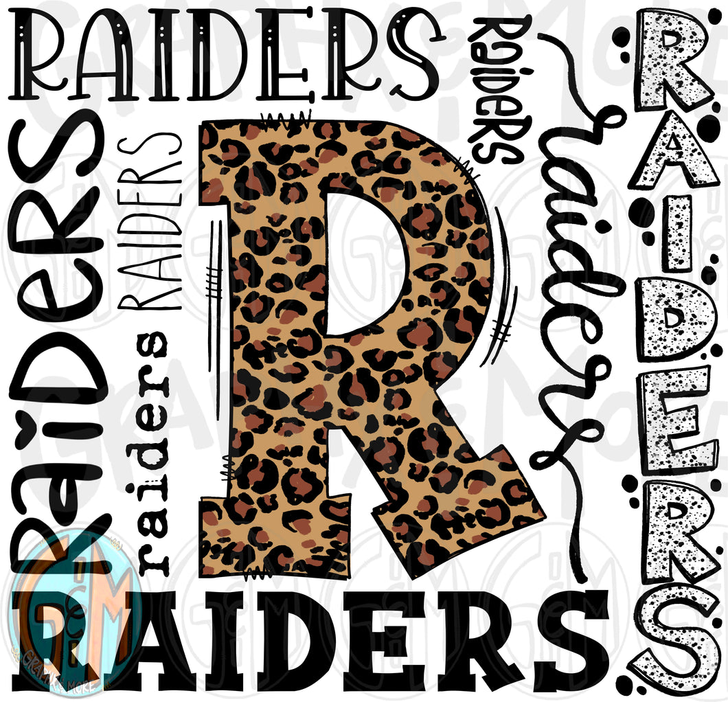 Leopard Raiders Collage PNG | Sublimation Design | Hand Drawn
