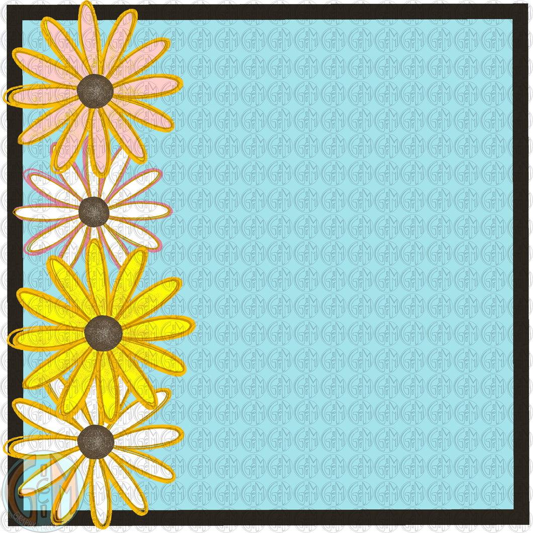 Daisies Background PNG | Sublimation Design | Hand Drawn