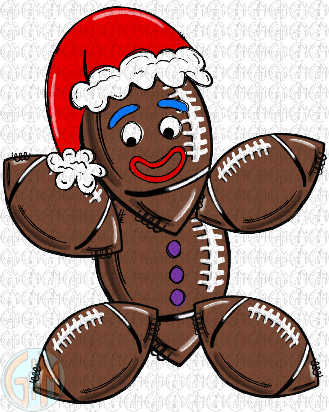 Football Gingerbread PNG | Sublimation Design | Hand Drawn