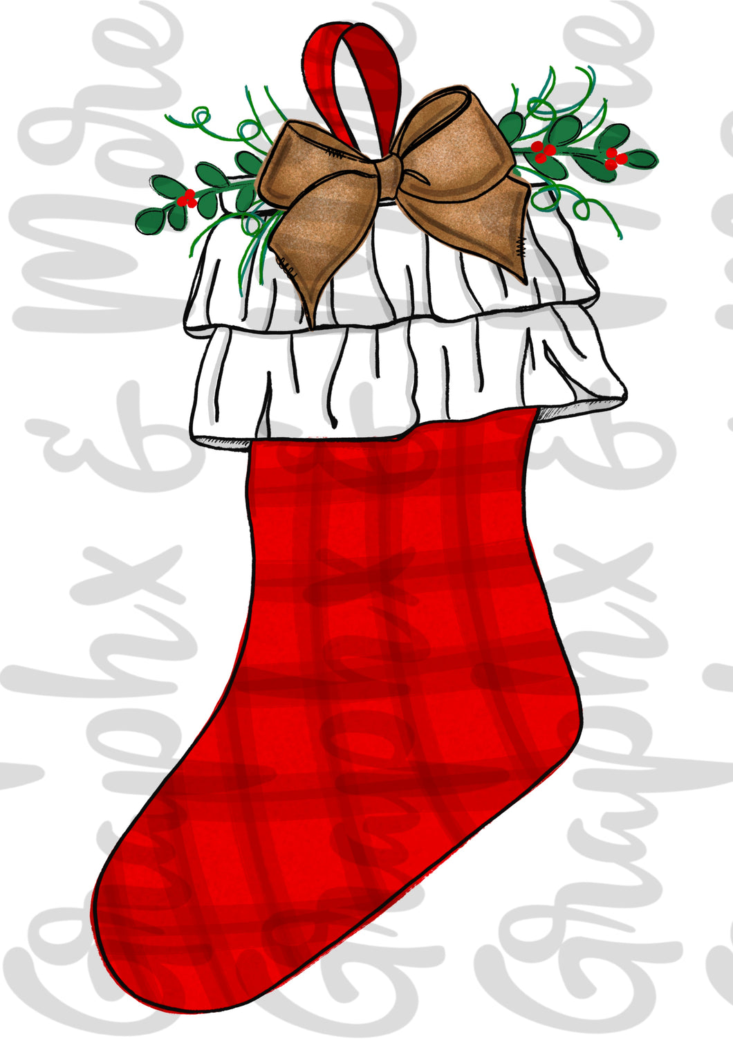 Blank Red Stocking PNG | Sublimation Design | Hand Drawn