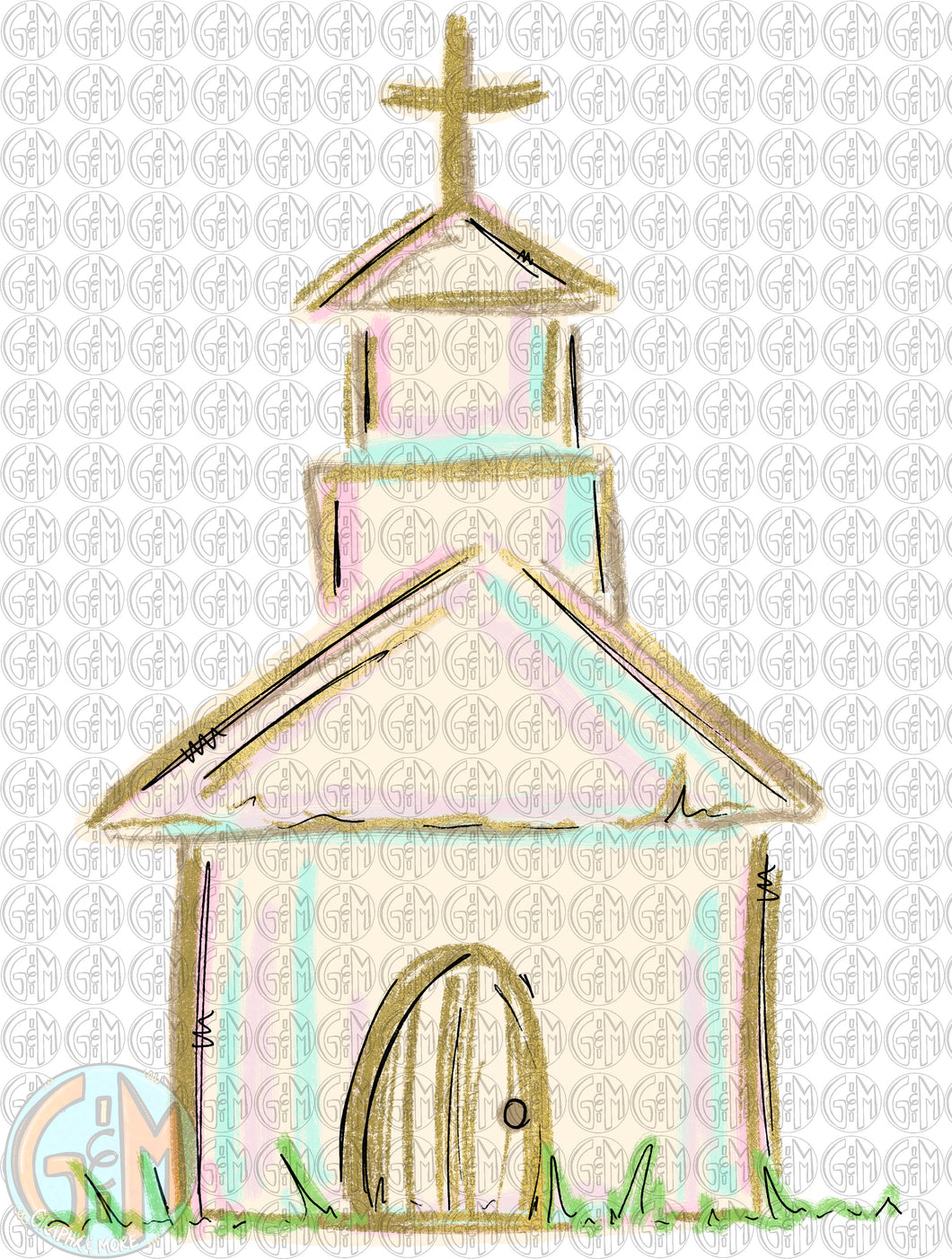 Church PNG | Hand Drawn | Sublimation Design