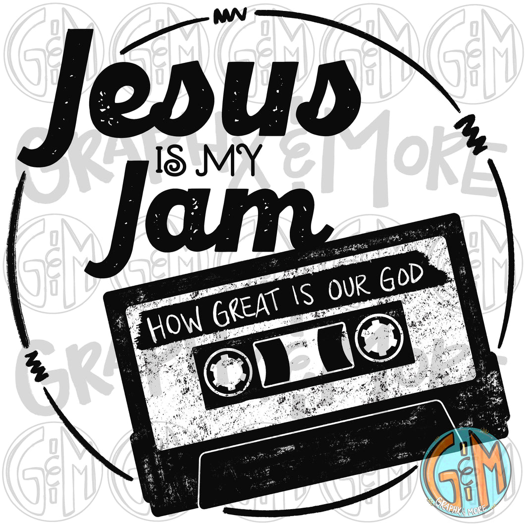 Single Color Jesus is my Jam PNG | Sublimation Design | Hand Drawn