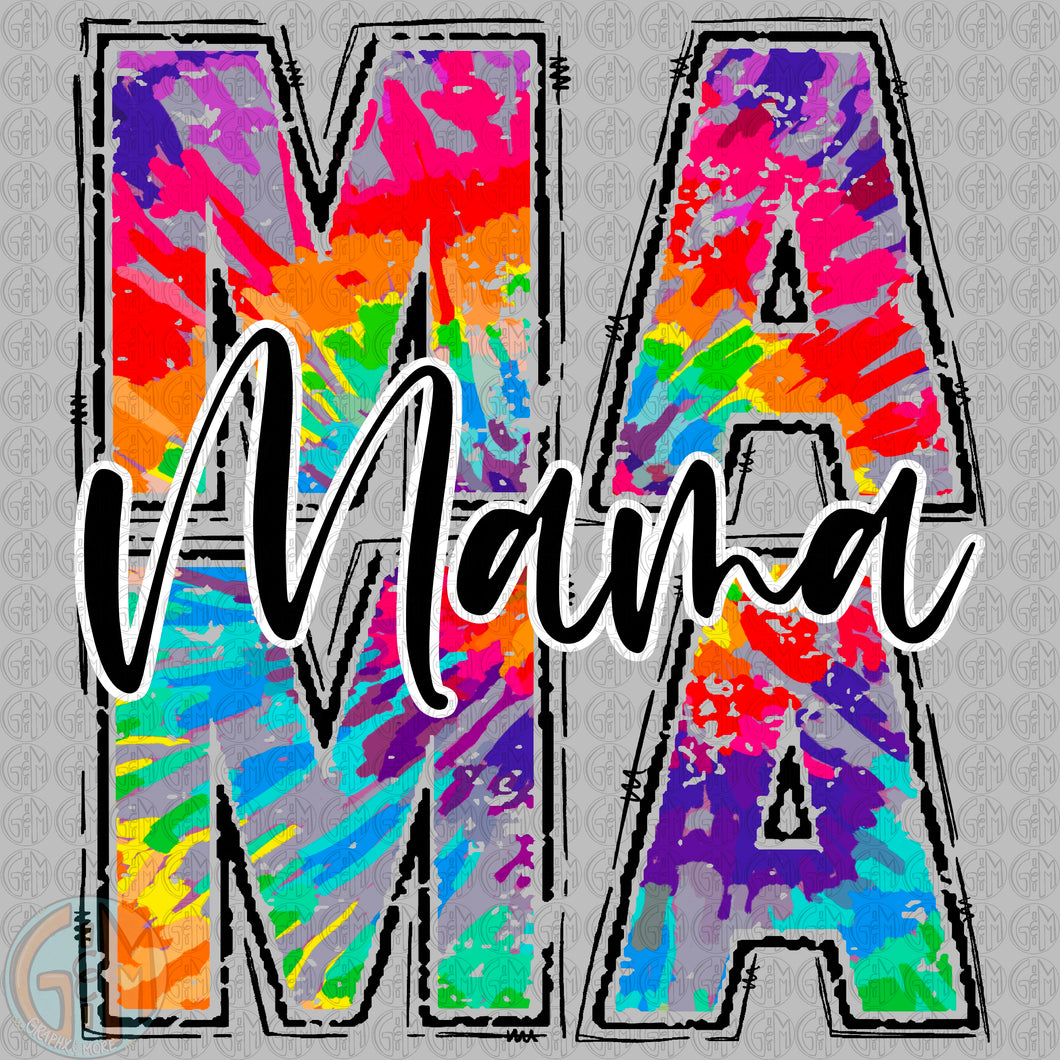 Tie Dye MAMA PNG | Sublimation Design | Hand Drawn