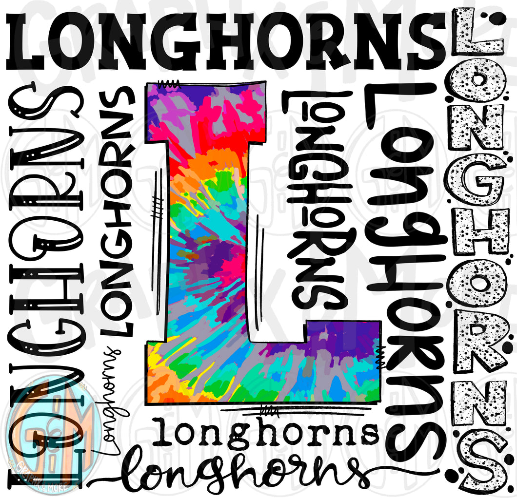 Longhorns Collage PNG | Sublimation Design | Hand Drawn