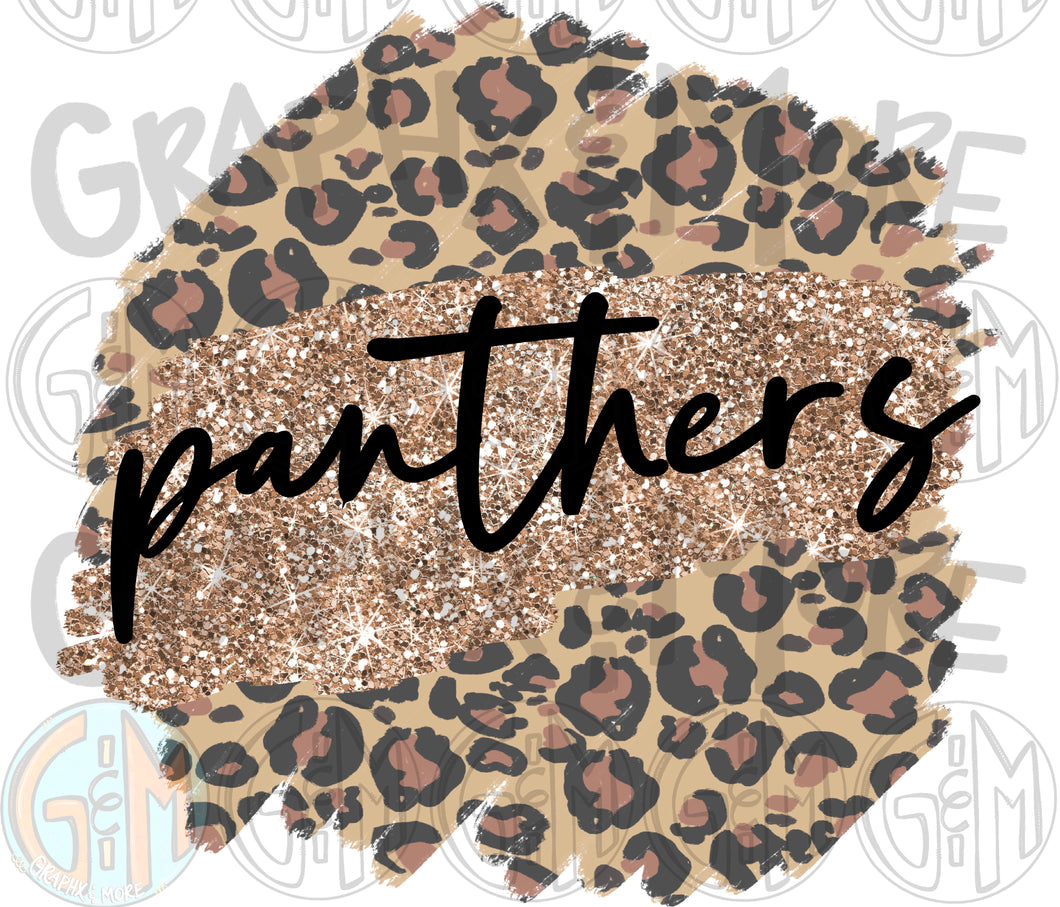 Leopard and Glitter Panthers PNG | Sublimation Design | Hand Drawn