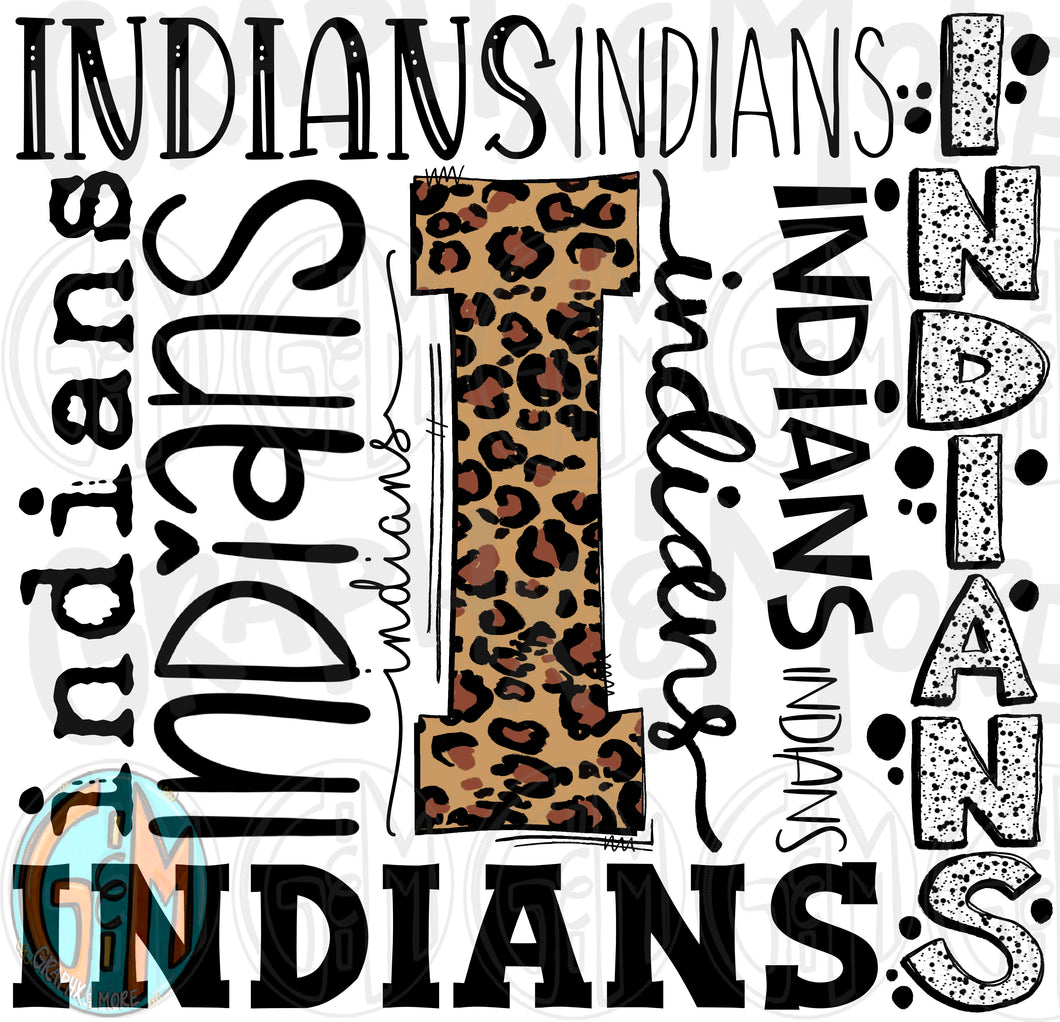 Leopard Indians Collage PNG | Sublimation Design | Hand Drawn