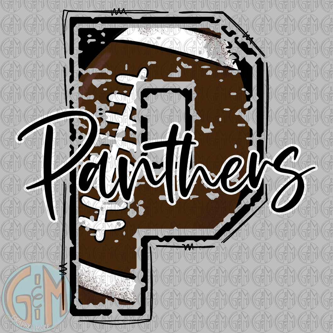 CUSTOM Football Letter PNG | Hand Drawn | Sublimation Design