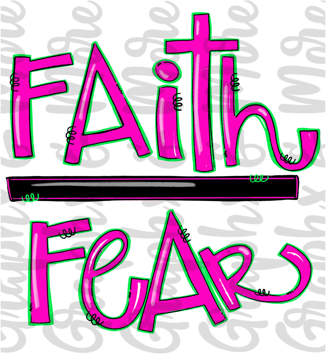Faith over Fear PNG | Sublimation Design | Hand Drawn