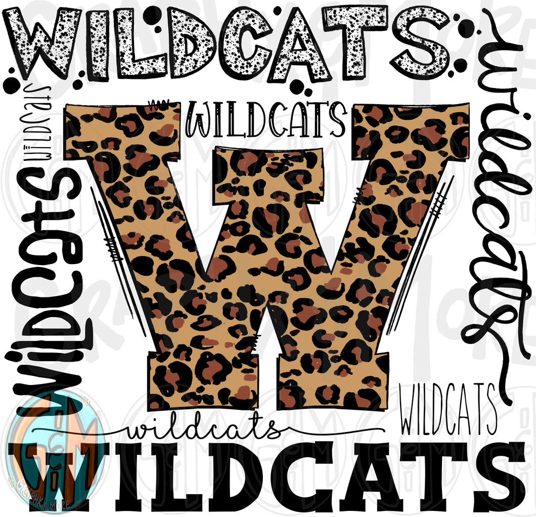 Leopard Wildcats Collage PNG | Sublimation Design | Hand Drawn
