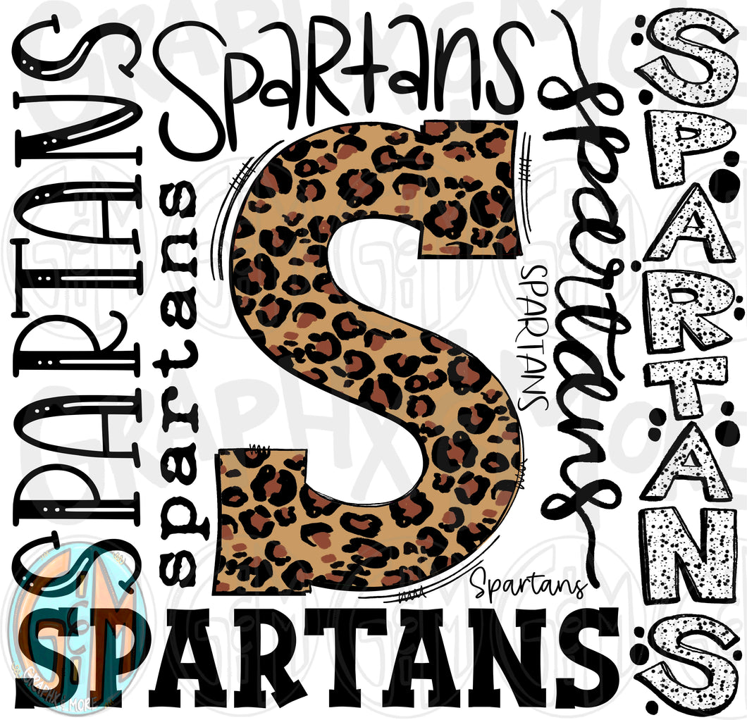 Leopard Spartans Collage PNG | Sublimation Design | Hand Drawn