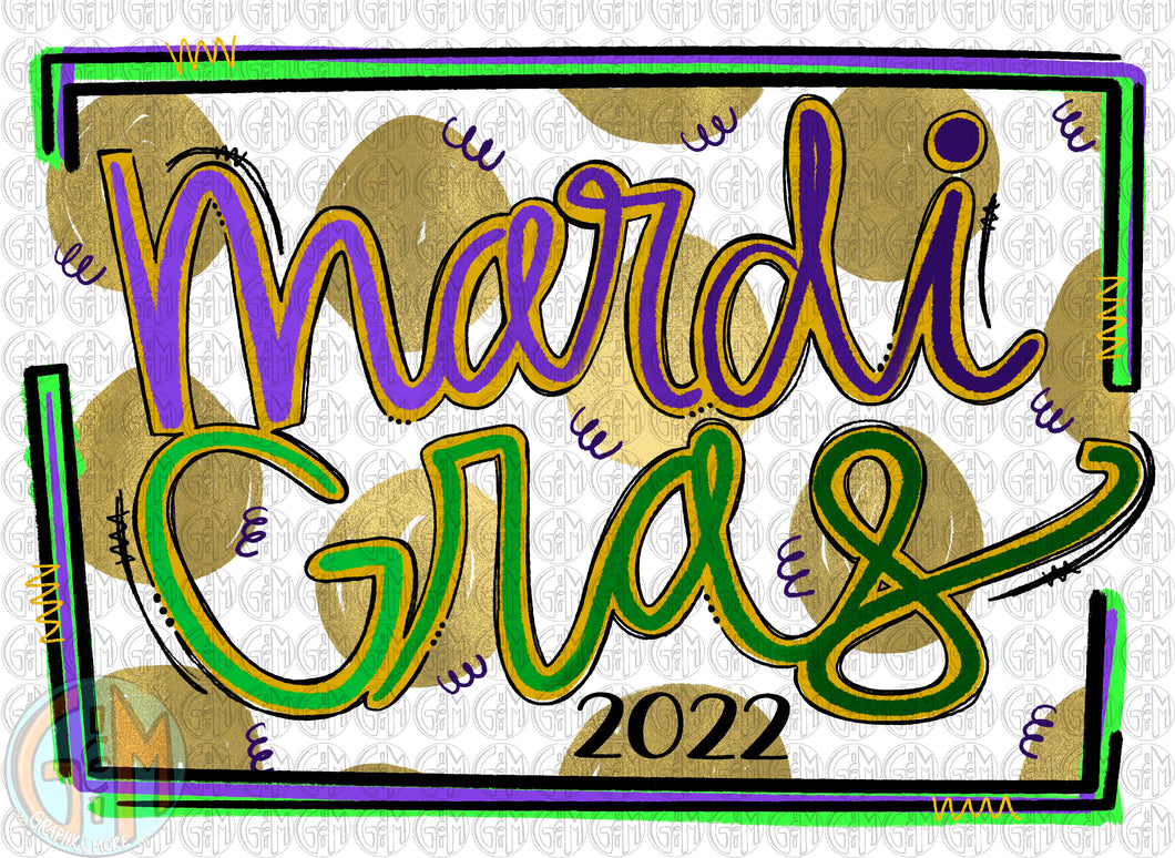 Mardi Gras 2022 PNG | Hand Drawn | Sublimation Design