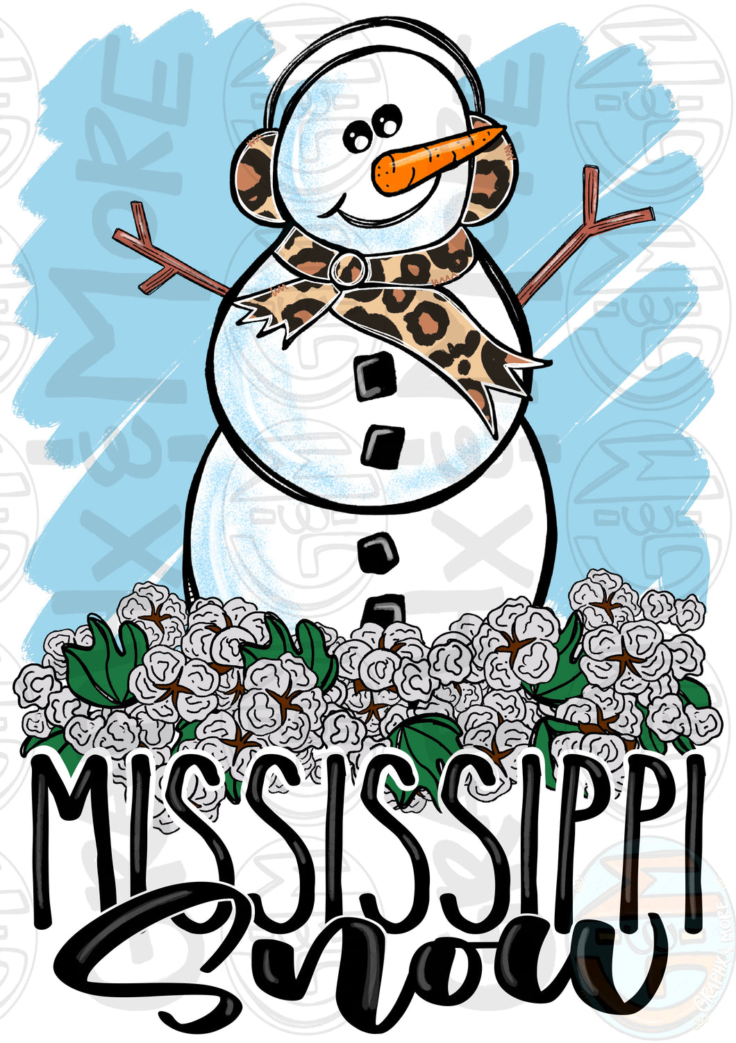 MS Snow PNG | Sublimation Design | Hand Drawn