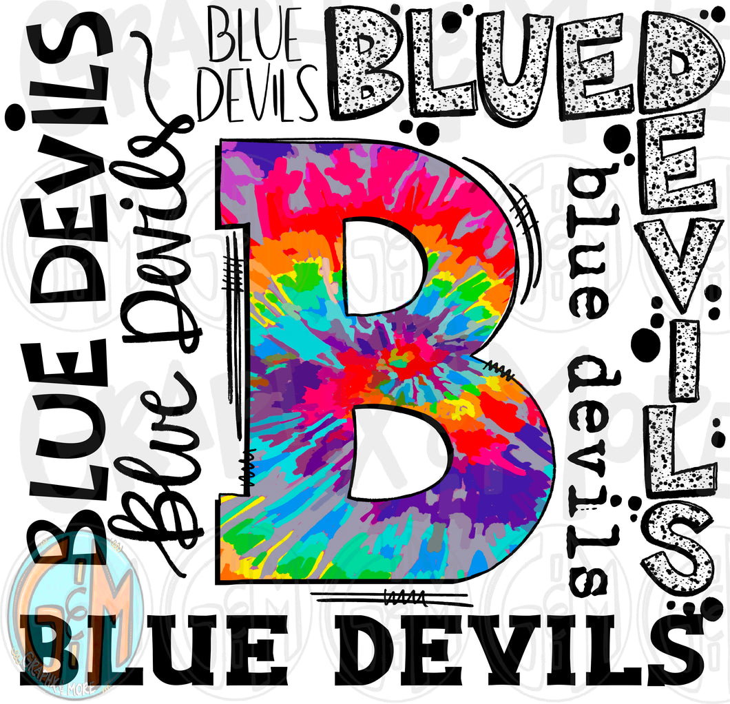 Blue Devils Collage PNG | Sublimation Design | Hand Drawn