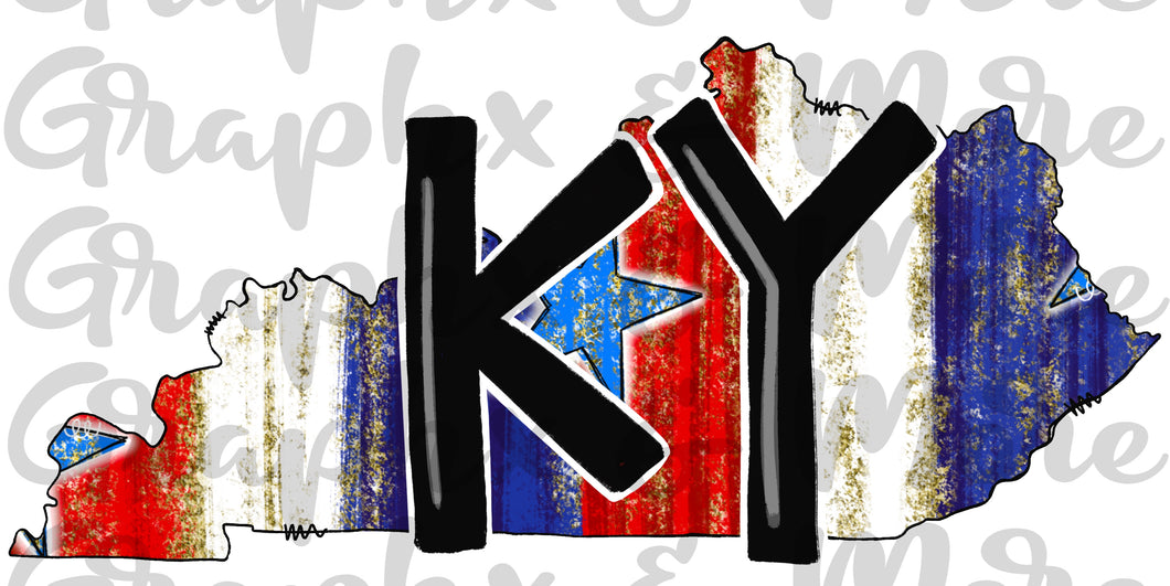 Patriotic KY PNG | Kentucky | Sublimation Design | Hand Drawn