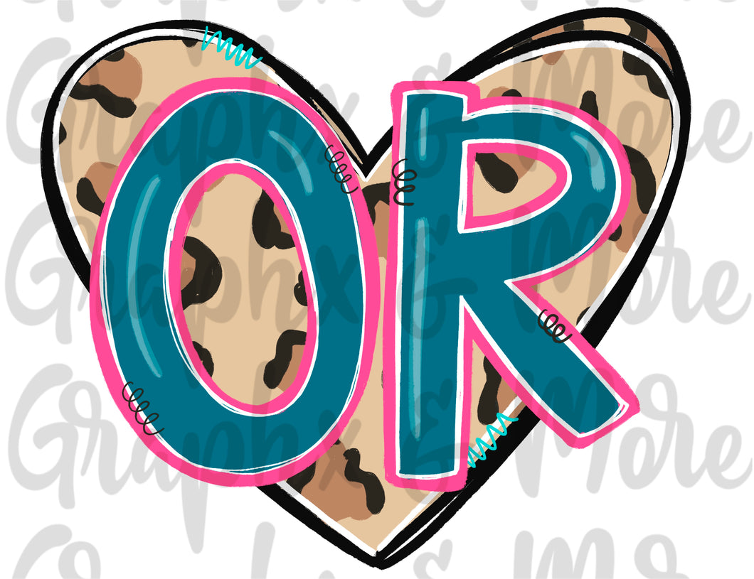 Leopard Heart OR PNG | Oregon | Sublimation Design | Hand Drawn