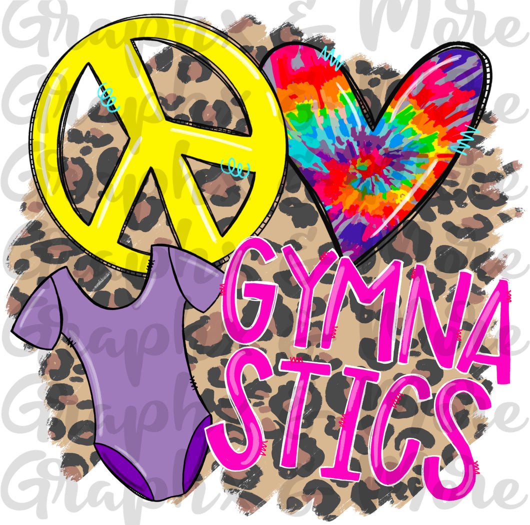 Peace Love Gymnastics PNG | Sublimation Design | Hand Drawn