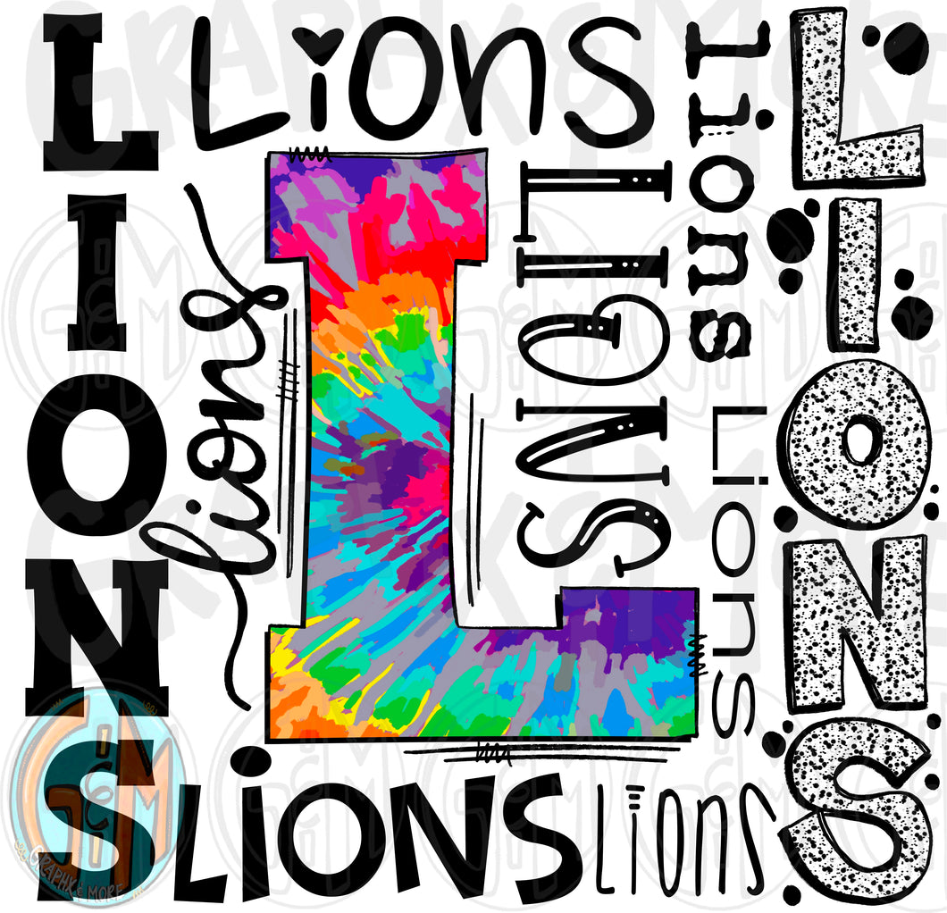 Lions Collage PNG | Sublimation Design | Hand Drawn