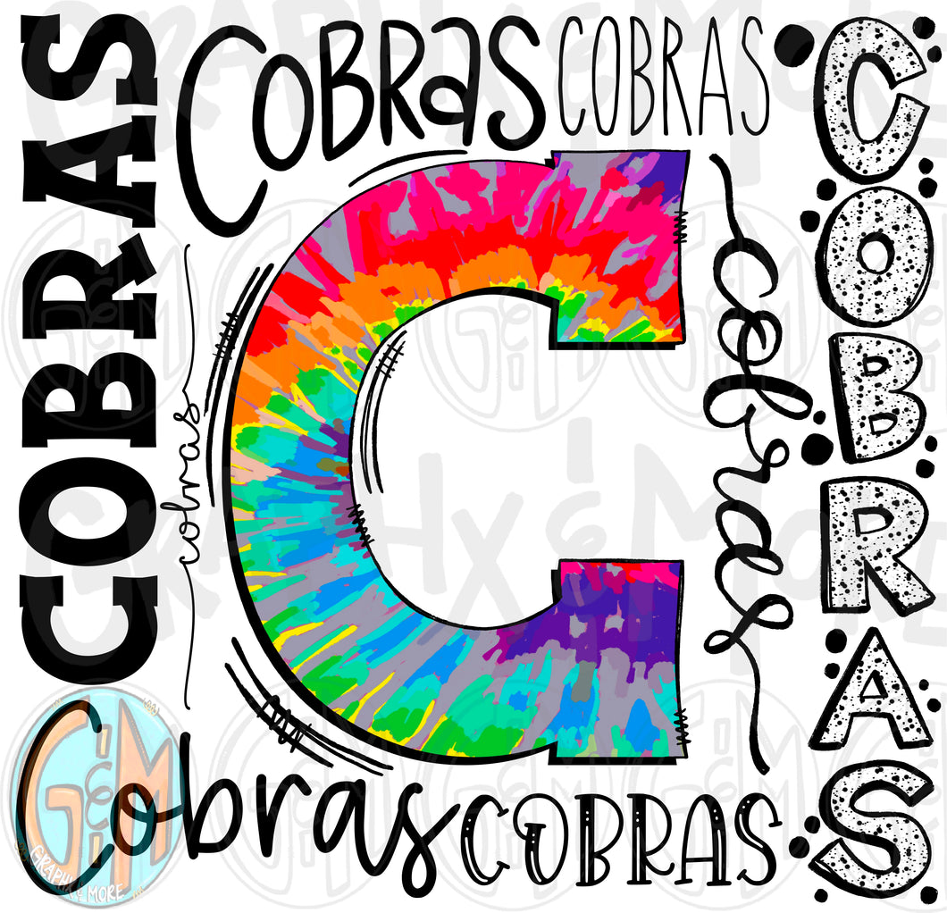 Cobras Collage PNG | Sublimation Design | Hand Drawn